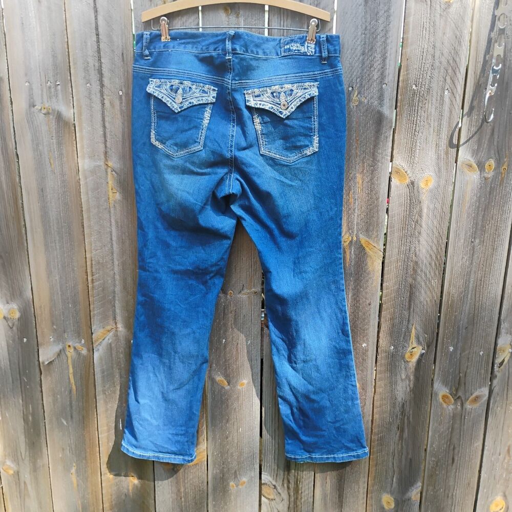 Rhythm in Blues Embellished Embroidered Size 14 Bootcut Jeans Sequins Rhinestone